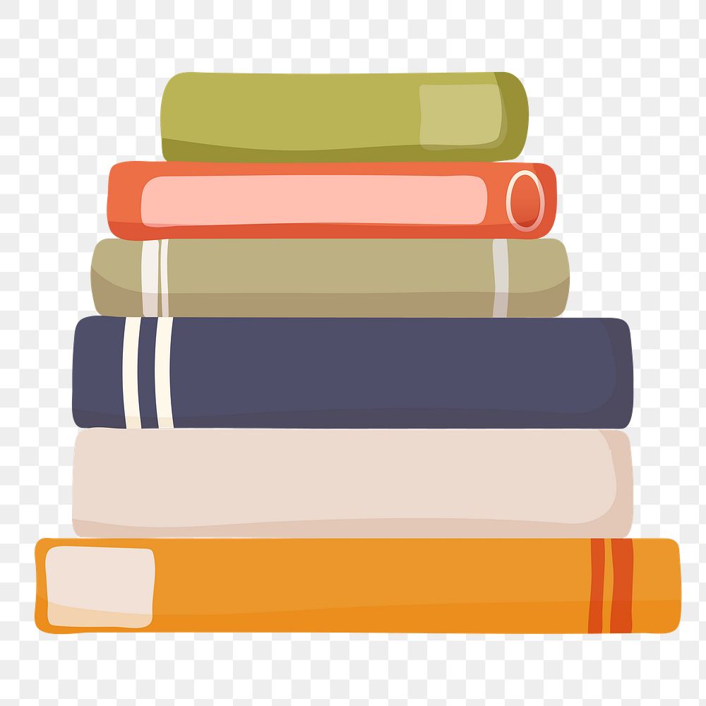 Book stack png sticker, cute illustration, transparent background