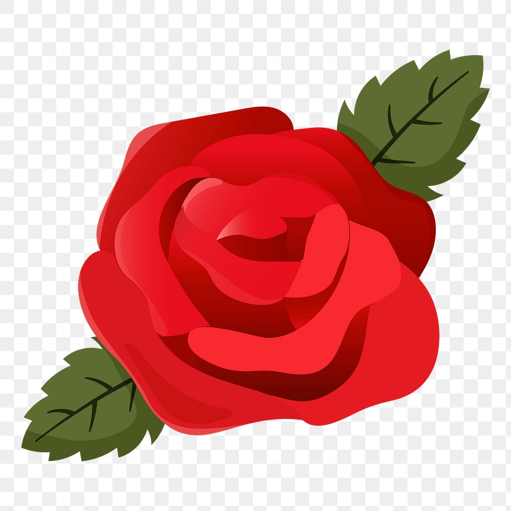 Red rose png sticker, cute illustration, transparent background