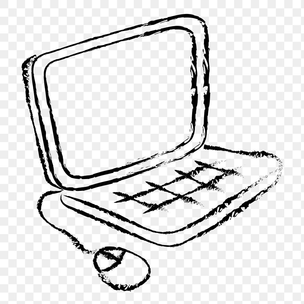 Laptop png sticker, digital device  doodle, transparent background