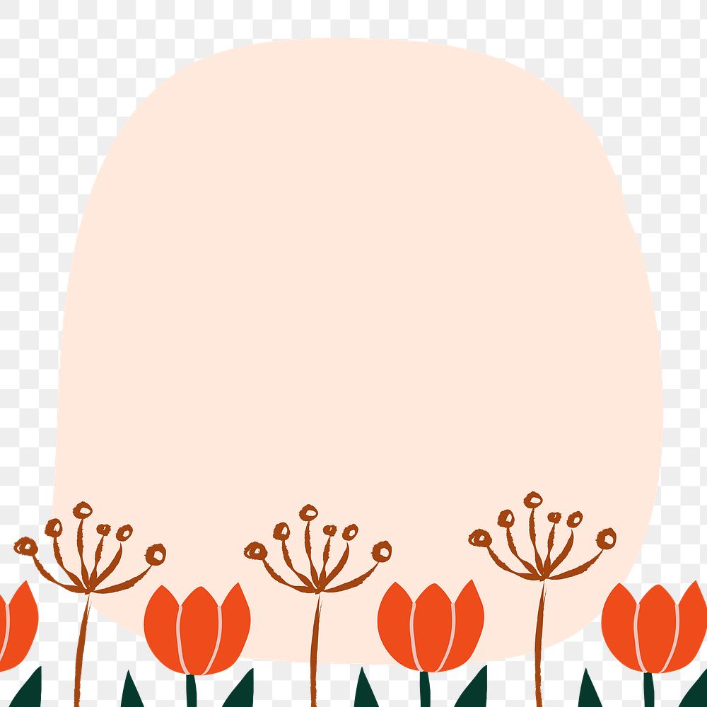 Tulip flower png frame sticker, transparent background