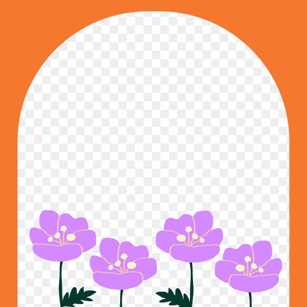 Spring flowers png doodle frame, transparent background