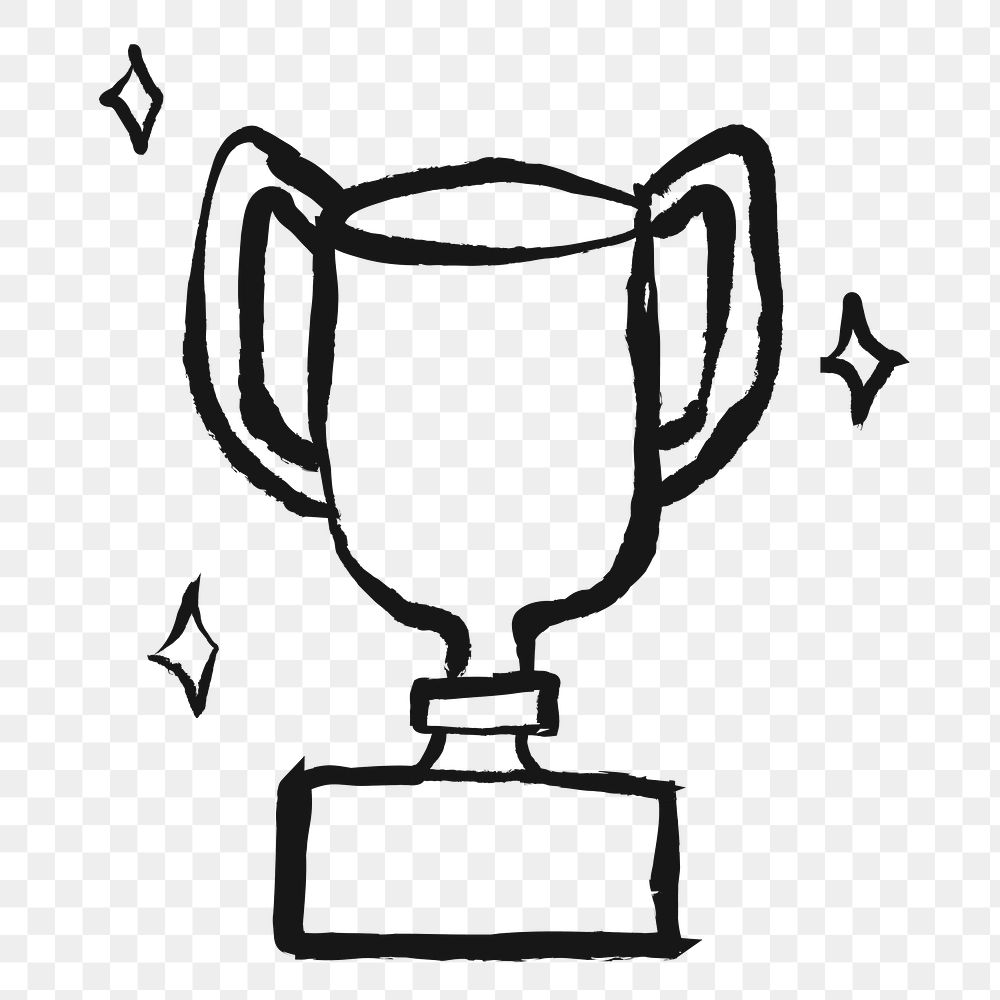 Winner trophy png sticker, object doodle, transparent background