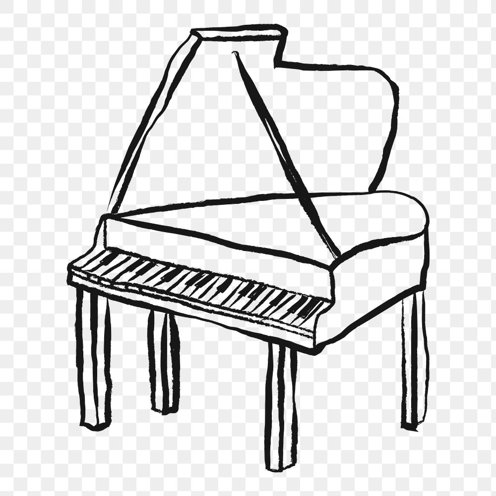 Grand piano png sticker, musical instrument doodle, transparent background