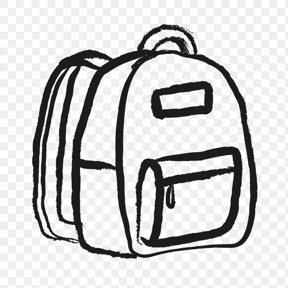 Backpack png sticker, object doodle, transparent background