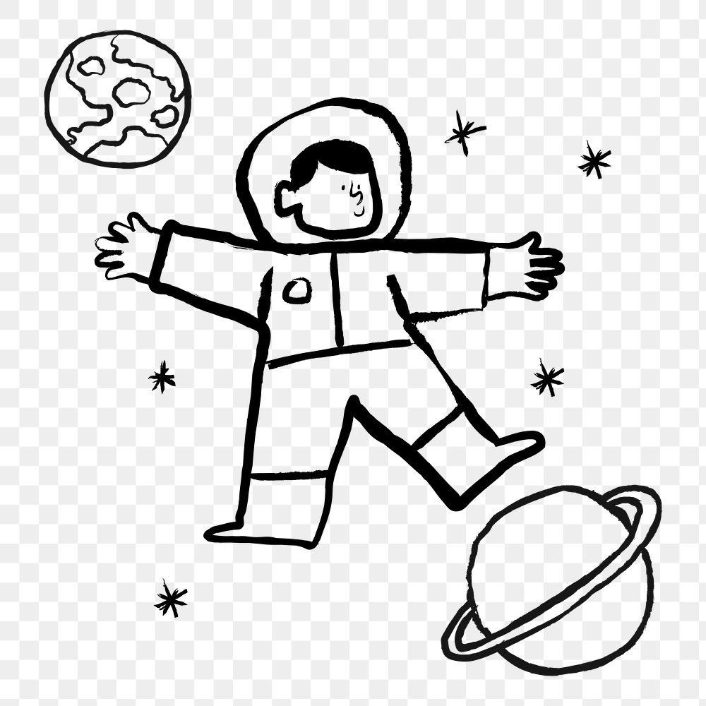 Cute astronaut png sticker, galaxy doodle, transparent background