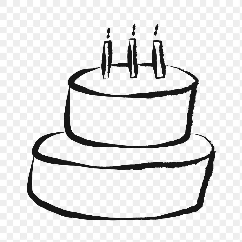 Birthday cake png sticker, celebration doodle, transparent background