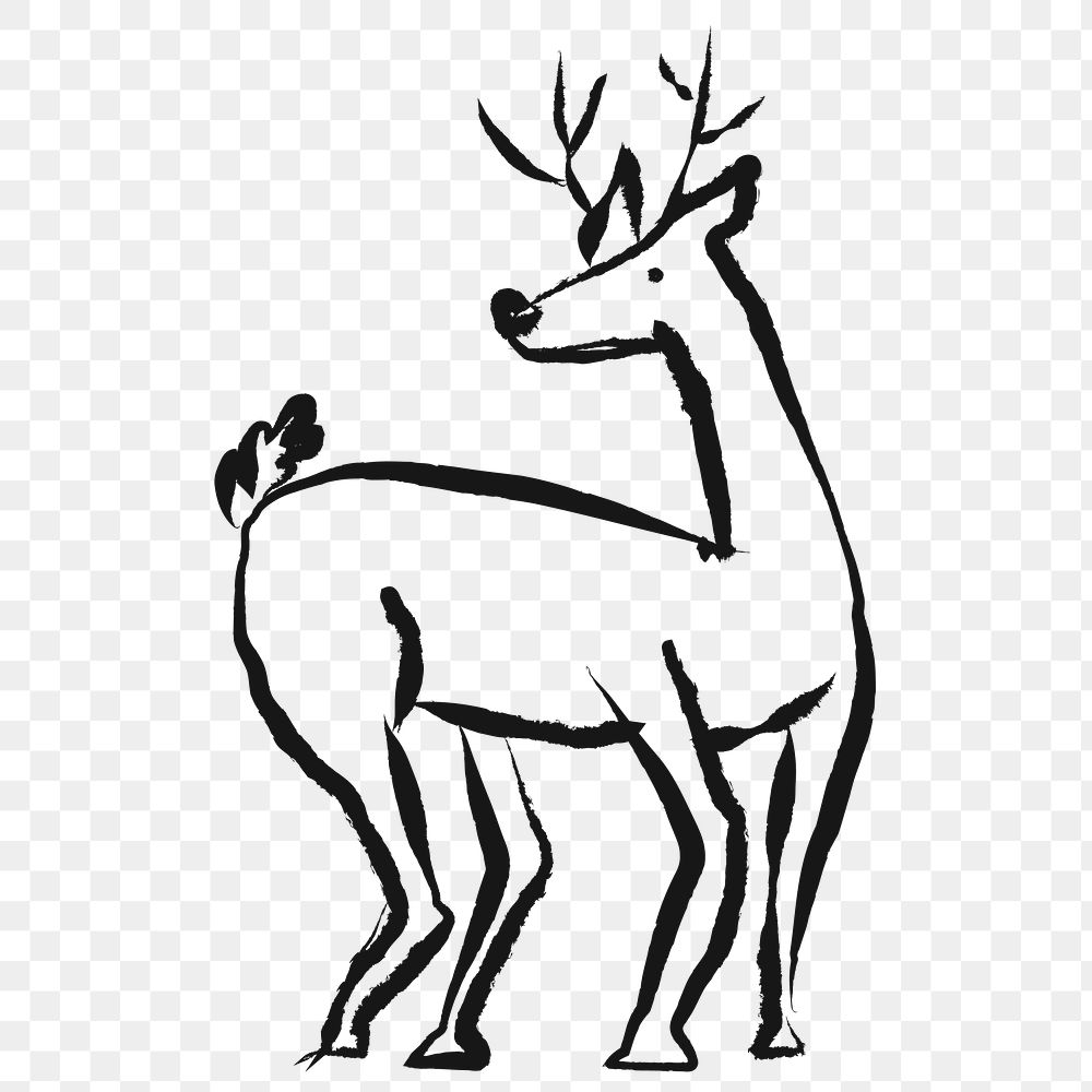 Christmas reindeer png sticker, animal doodle, transparent background