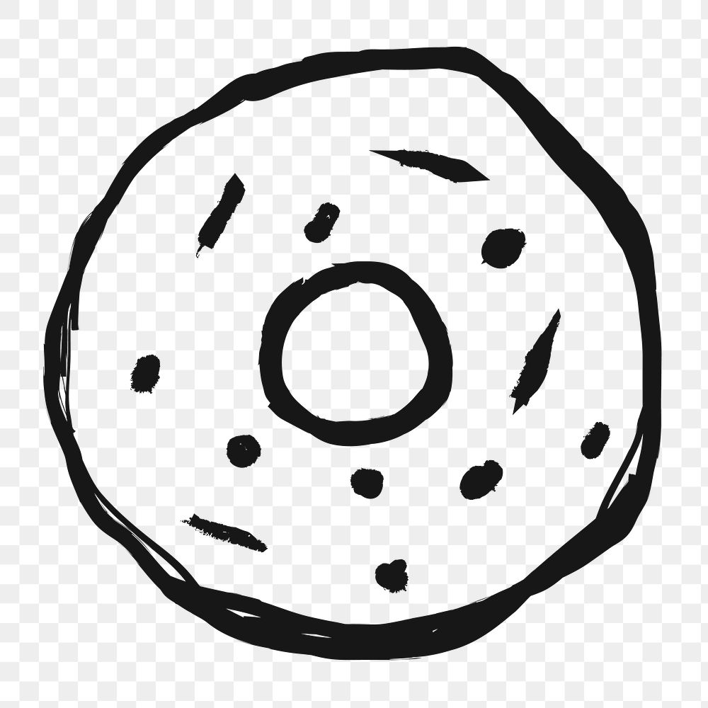Donut png sticker, dessert doodle, transparent background