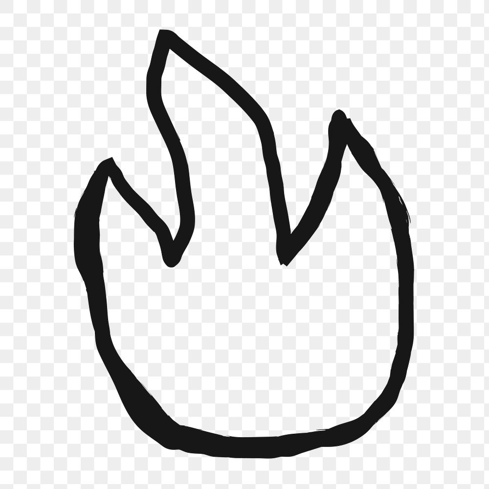 Fire flame png sticker, cute doodle, transparent background