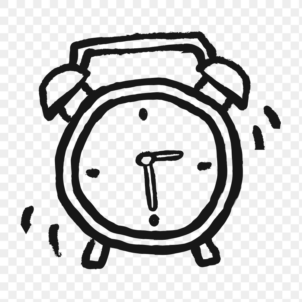 Alarm clock png sticker, object doodle, transparent background