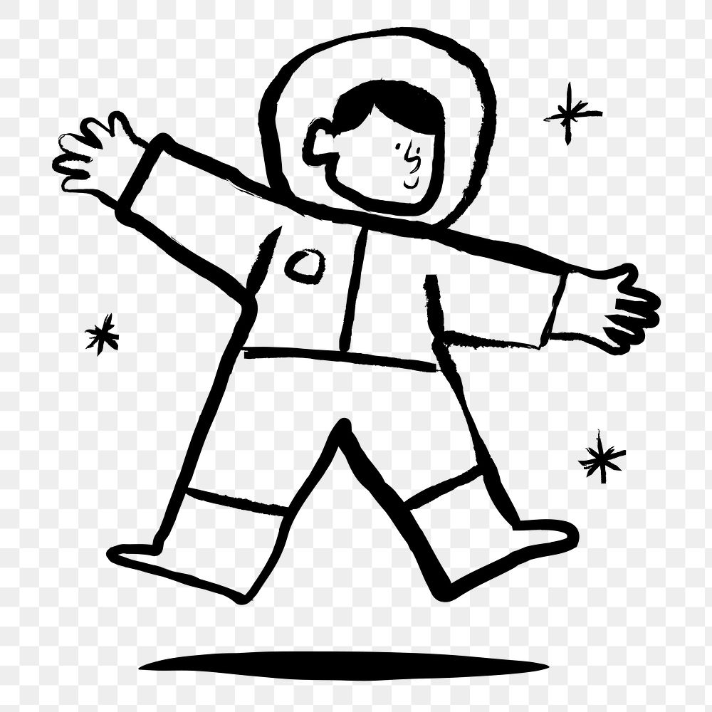 Cute astronaut png sticker, galaxy doodle, transparent background