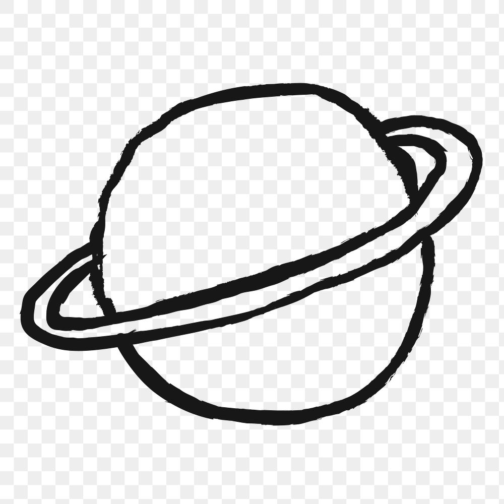 Planet Saturn png sticker, galaxy doodle, transparent background