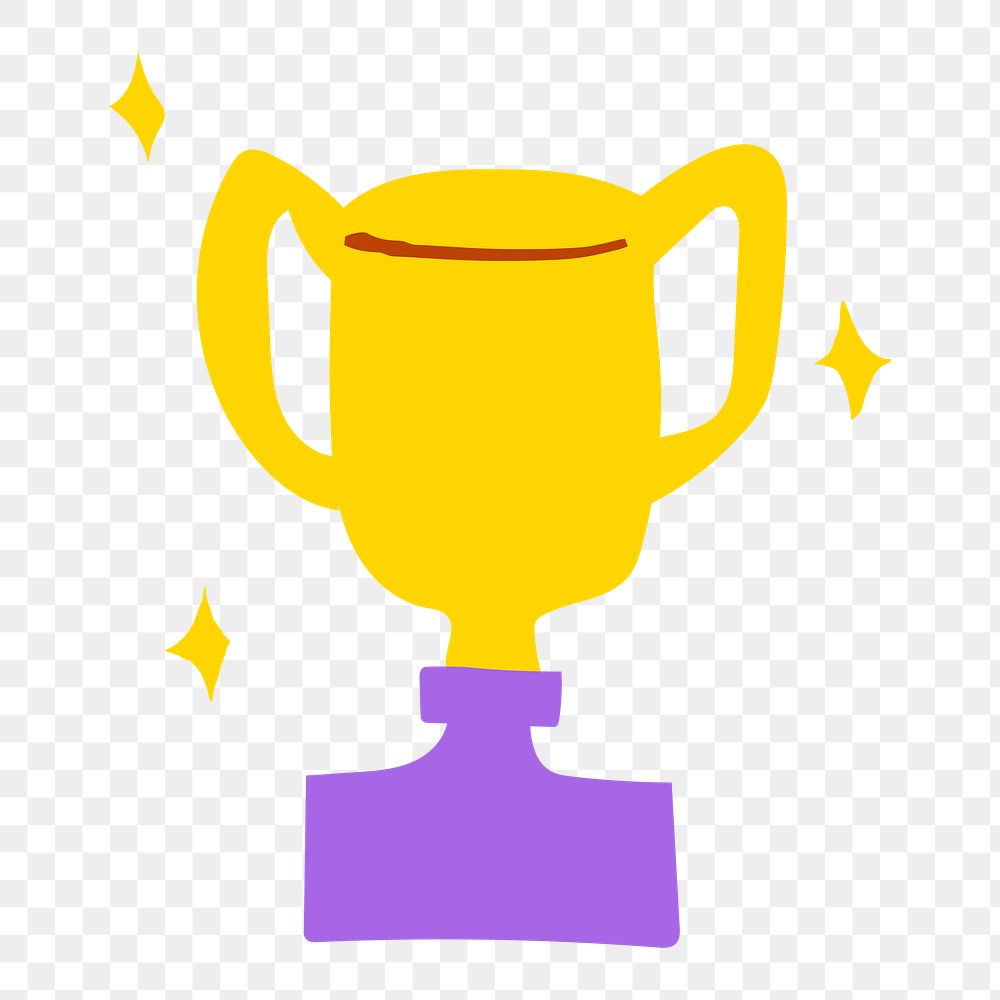 Winner trophy png sticker, object doodle, transparent background