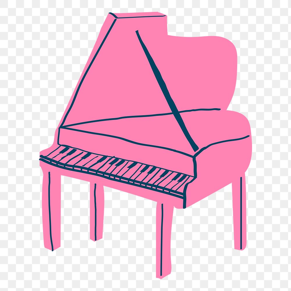 Grand piano png sticker, musical instrument doodle, transparent background