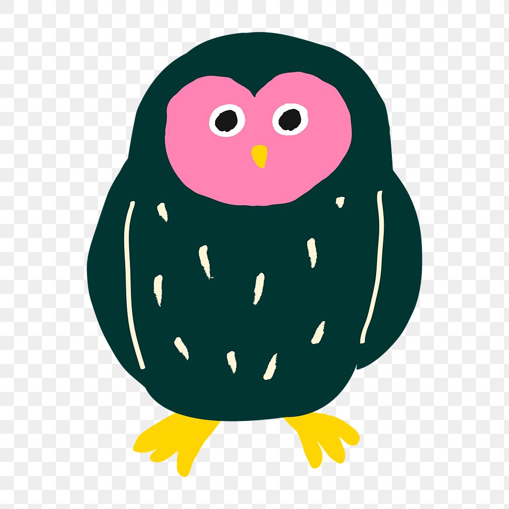 Owl bird png sticker, animal doodle, transparent background