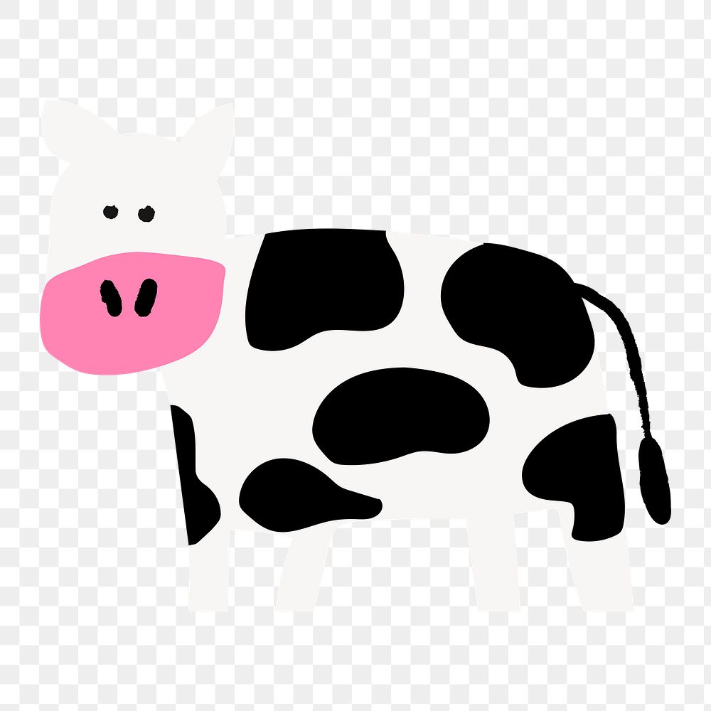 Dairy cattle png cow sticker, animal doodle, transparent background