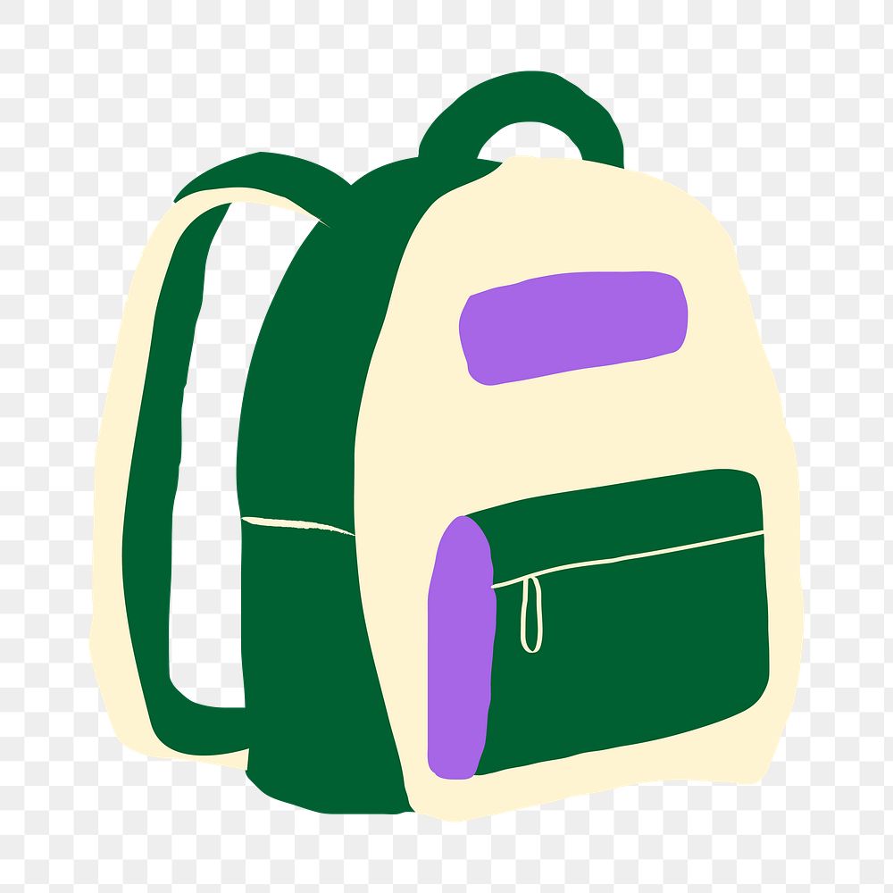 Backpack png sticker, object doodle, transparent background