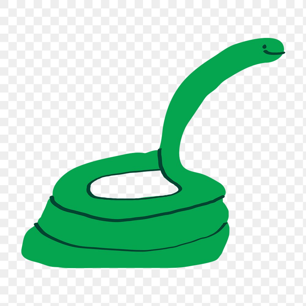 Green snake png sticker, animal doodle, transparent background