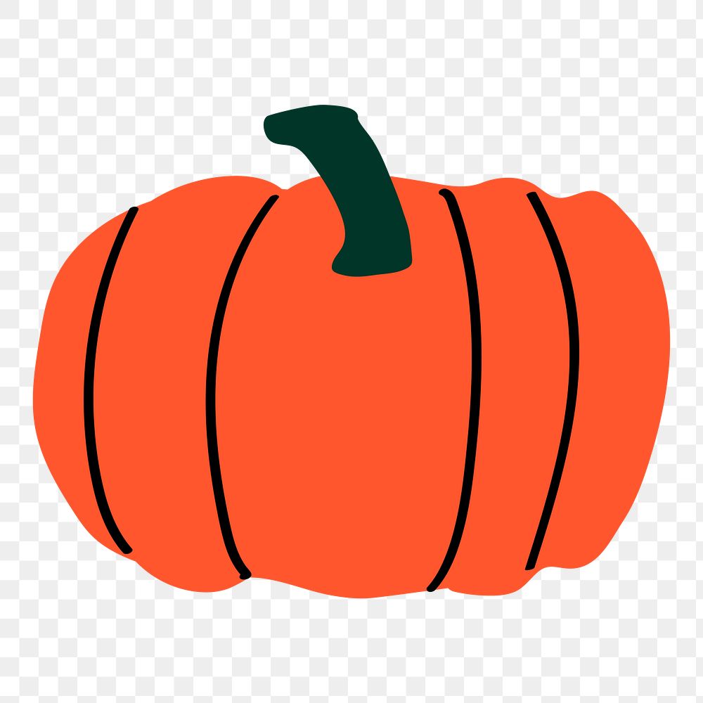 Pumpkin png sticker, vegetable doodle, transparent background