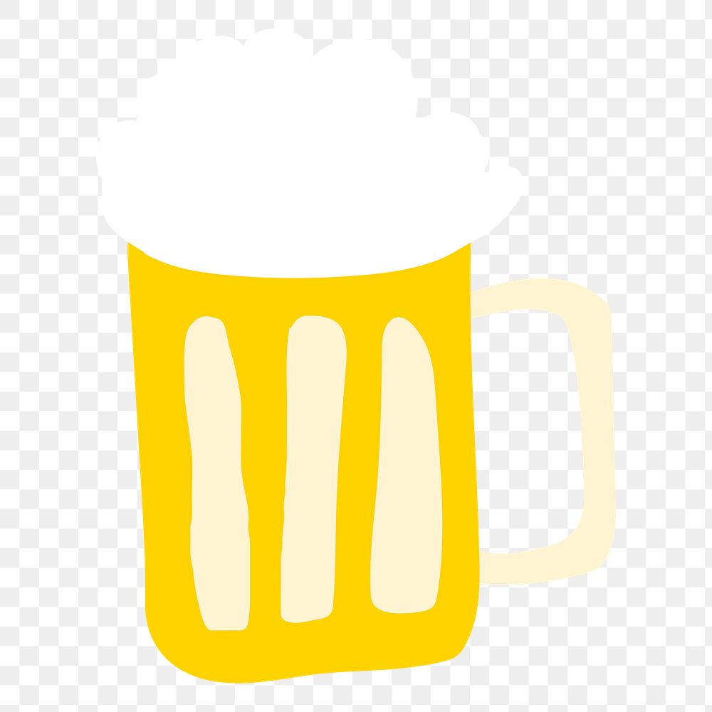 Beer glass png sticker, alcoholic drinks doodle, transparent background