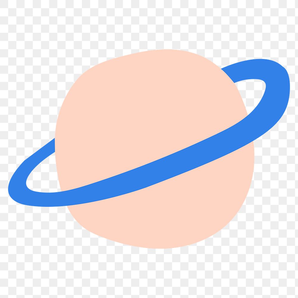 Planet Saturn png sticker, galaxy doodle, transparent background