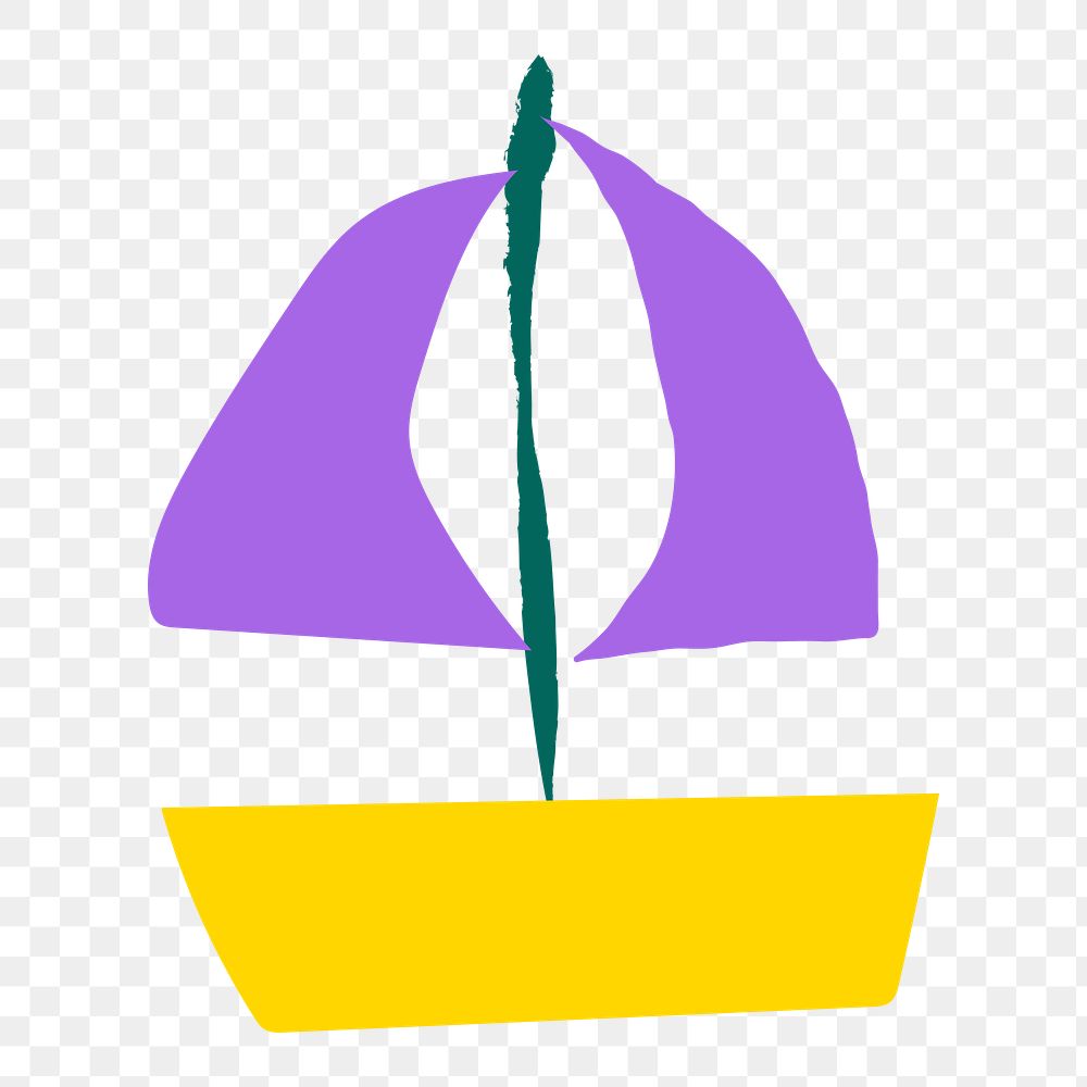 Sailboat png sticker, doodle, transparent background