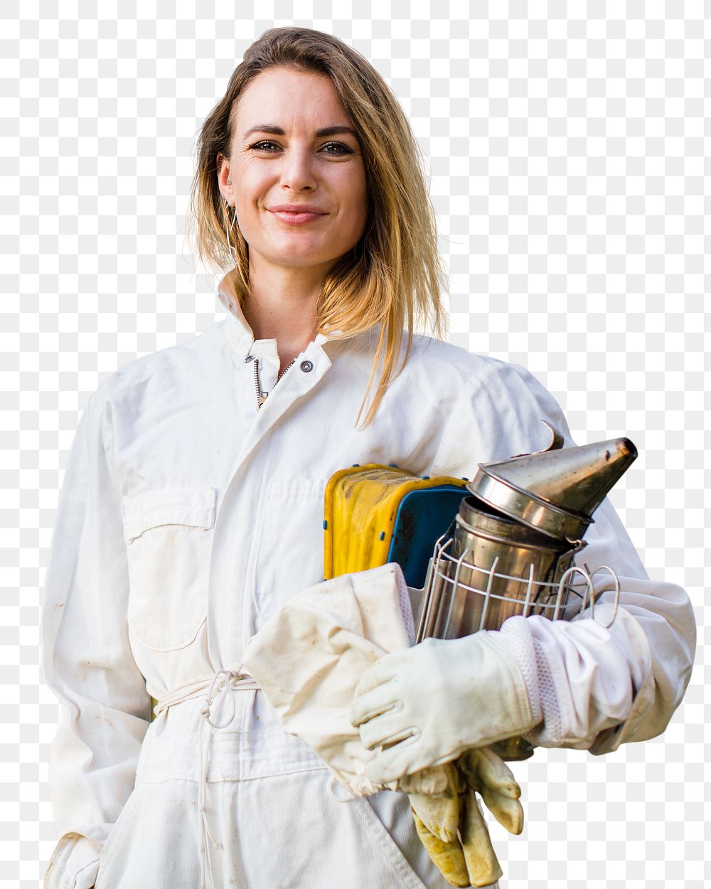 Female beekeeper png sticker, transparent background