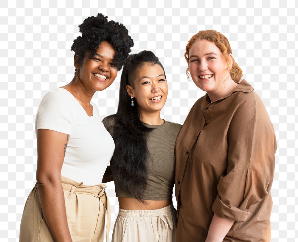 Diverse female friends png sticker, transparent background