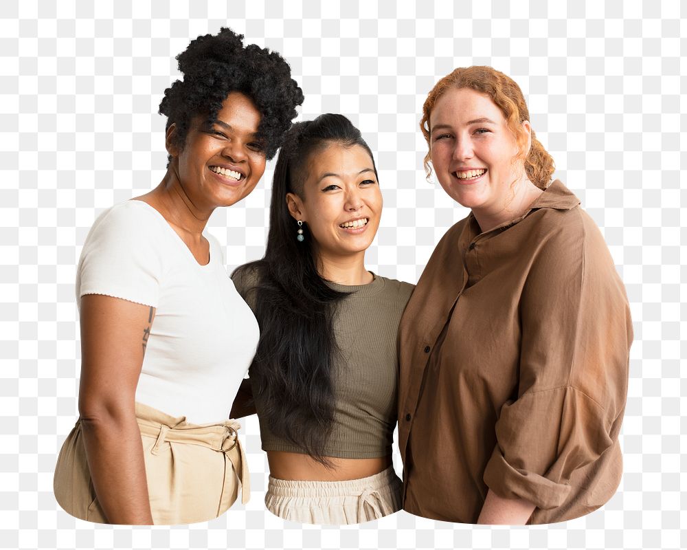 Diverse female friends png sticker, transparent background