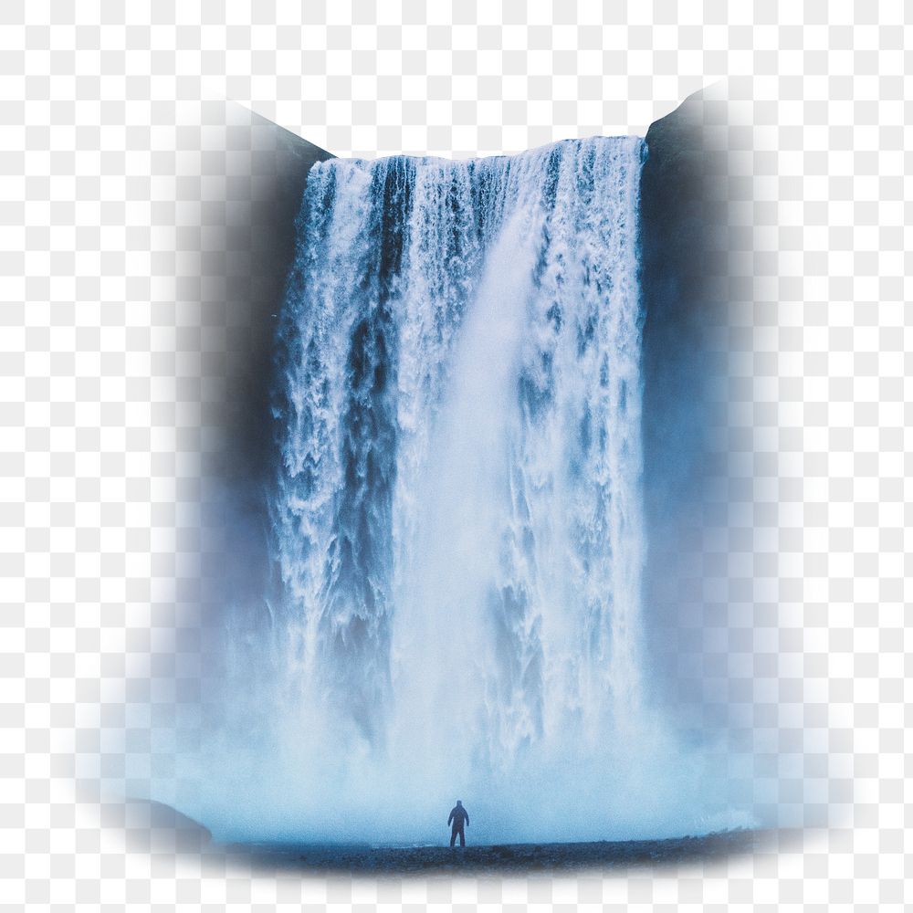 Waterfall png sticker, nature cut out, transparent background