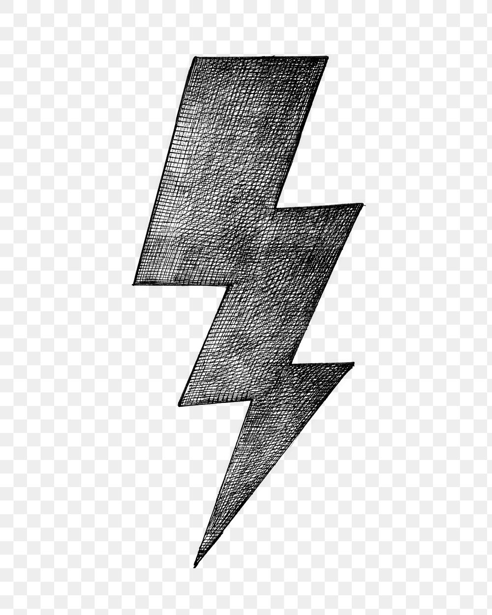 Lightning bolt png vintage sticker illustration, transparent background