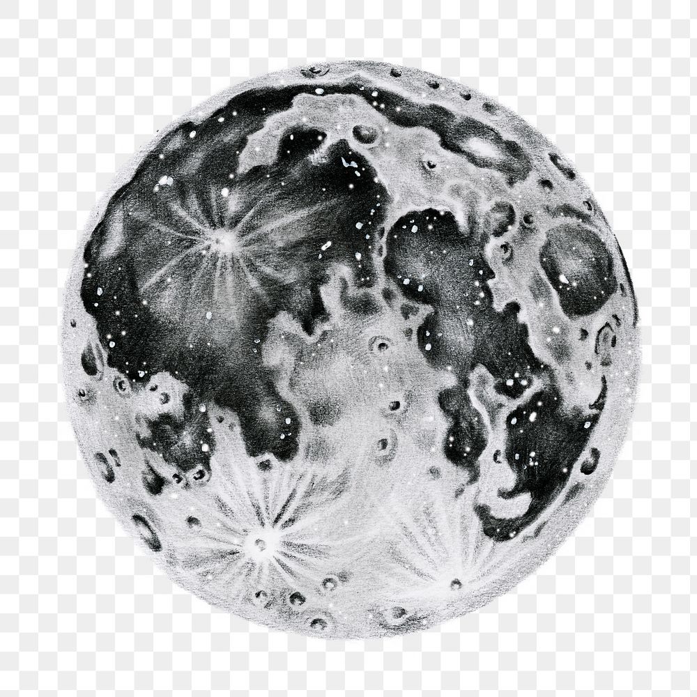 Moon png sticker, up close, transparent background
