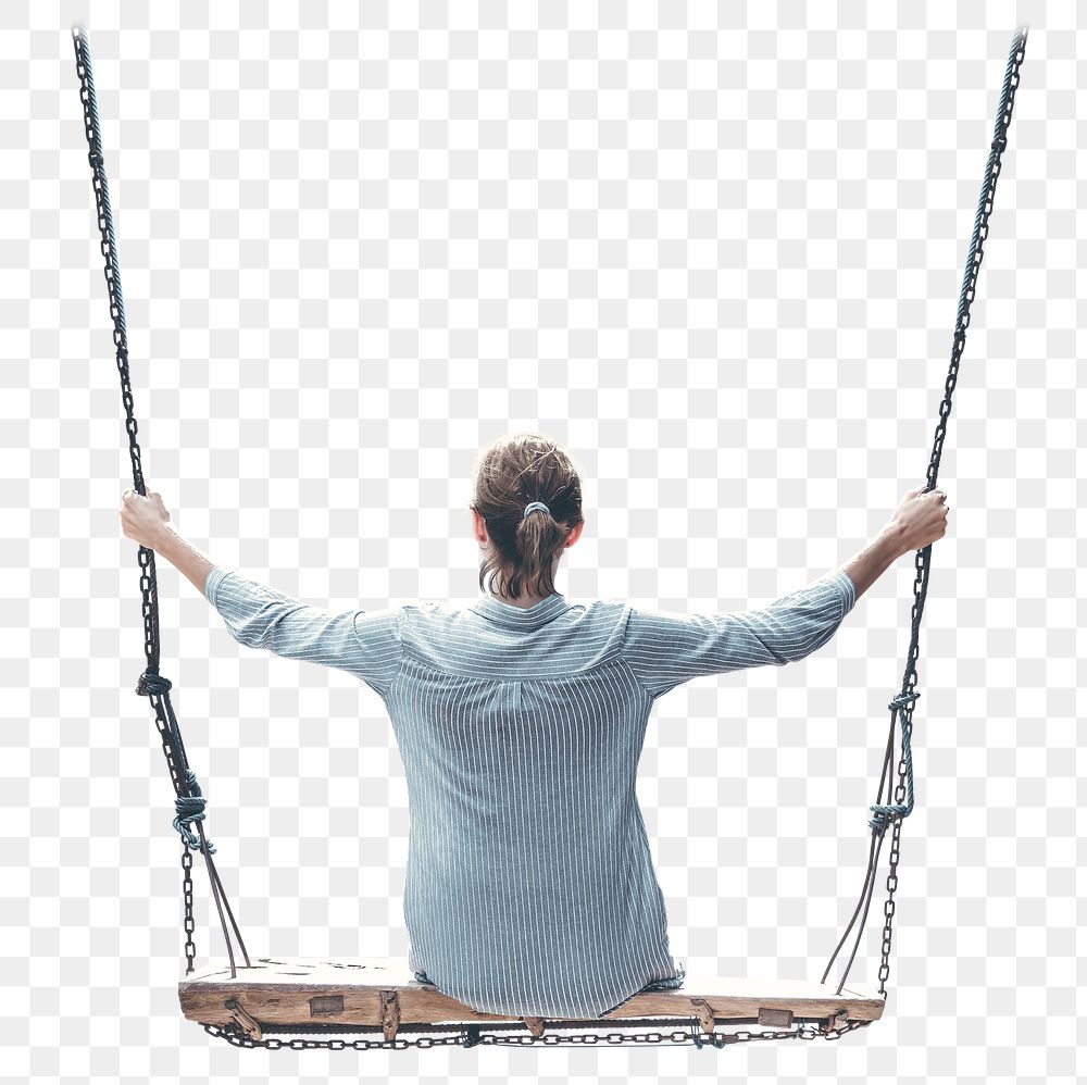Woman on swing png sticker, travel image, transparent background