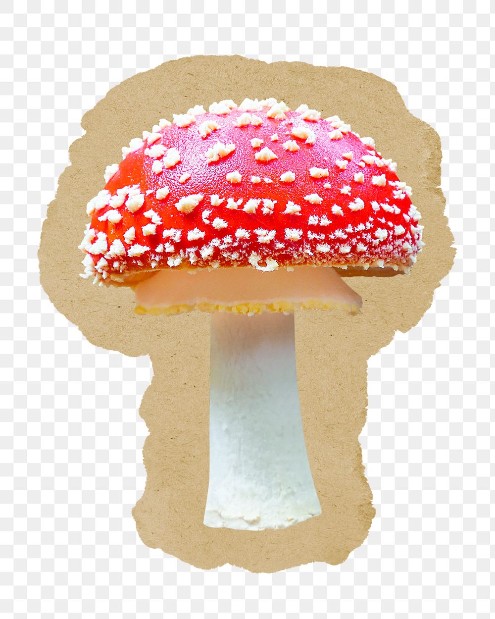 Poisonous mushroom png sticker, ripped paper, transparent background
