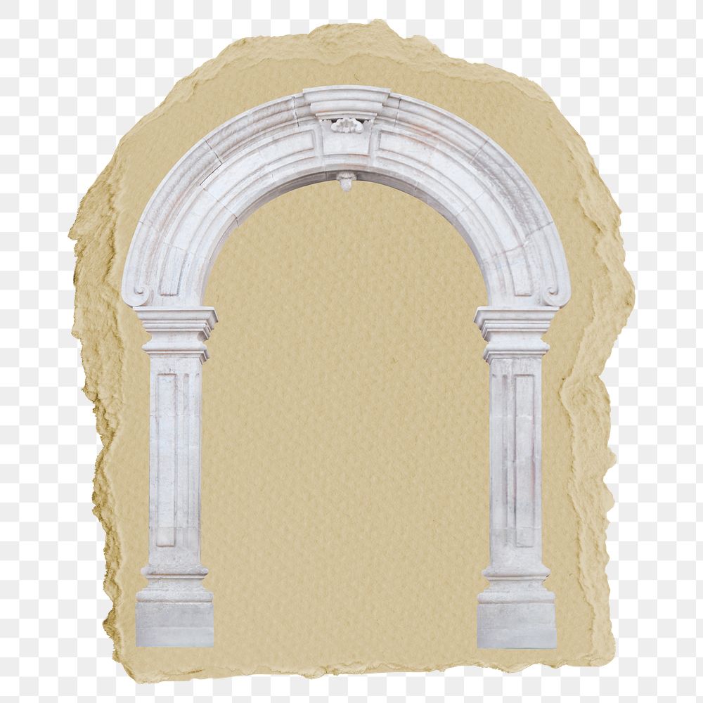 Vintage archway png sticker, ripped paper, transparent background