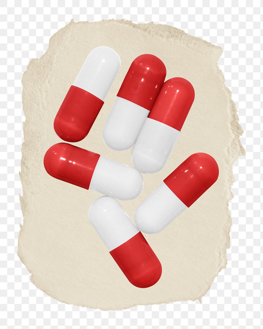 Pill capsules png ripped paper sticker, medicine graphic, transparent background