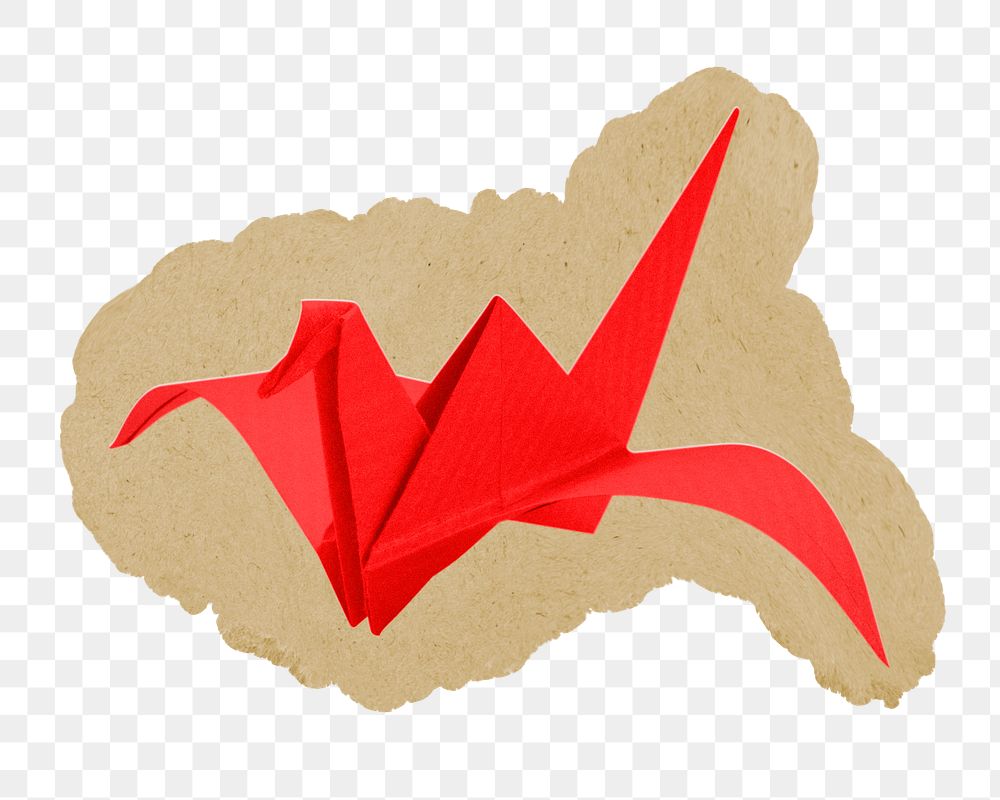 Red paper bird png sticker, ripped paper, transparent background