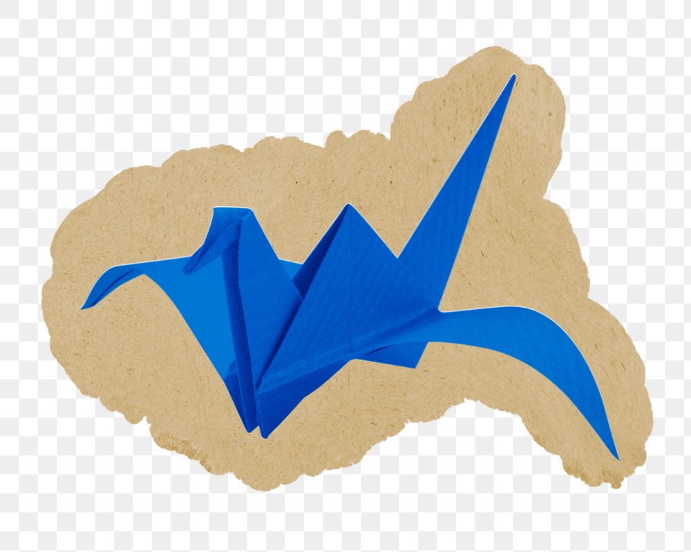 Blue paper bird png sticker, ripped paper, transparent background