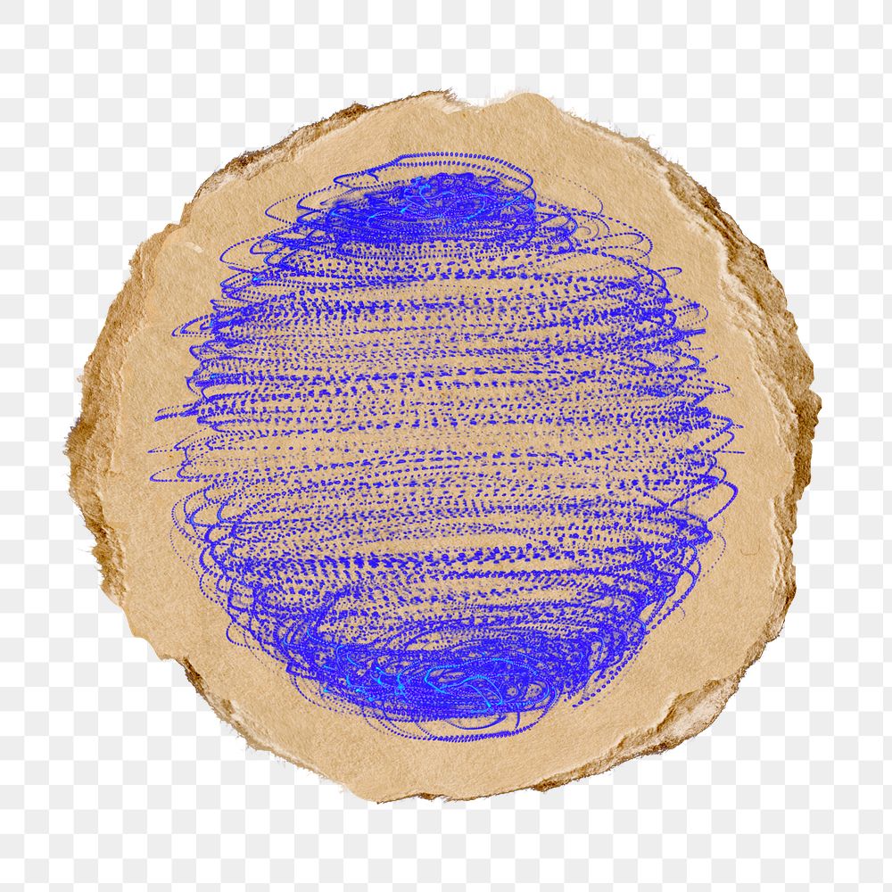 Blue ball  png particle sticker, ripped paper, transparent background