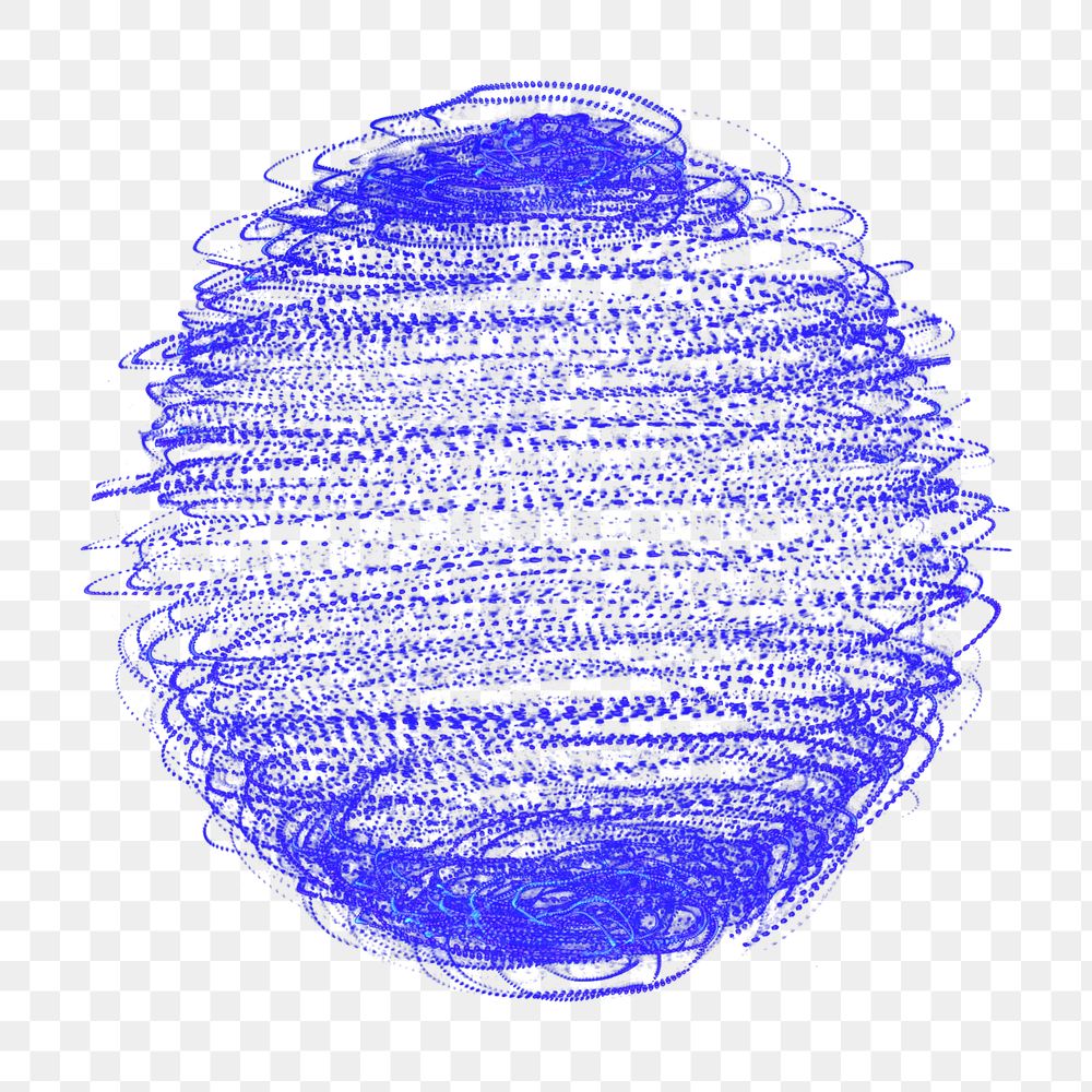 Blue ball png particle sticker, science image, transparent background