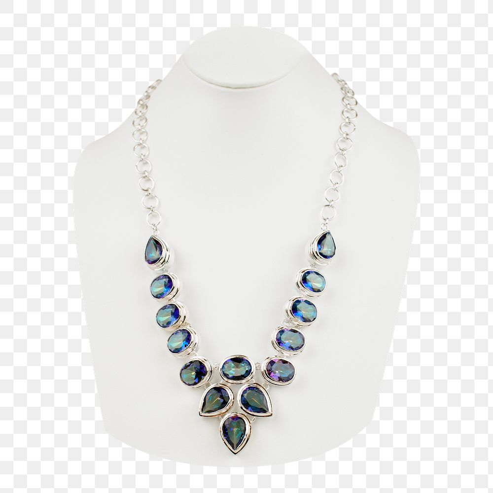 Luxurious gemstone necklace png sticker, jewelry image on transparent background