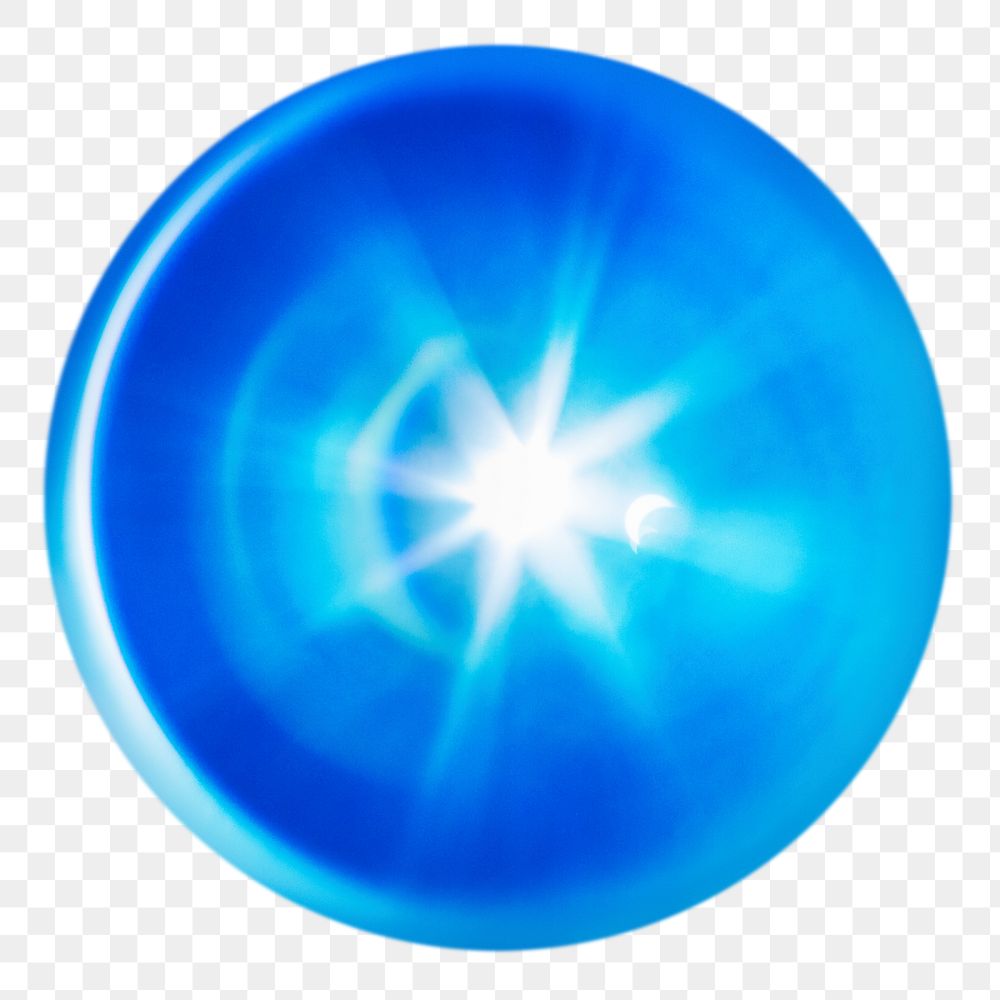 Blue flare png ball sticker, science image, transparent background