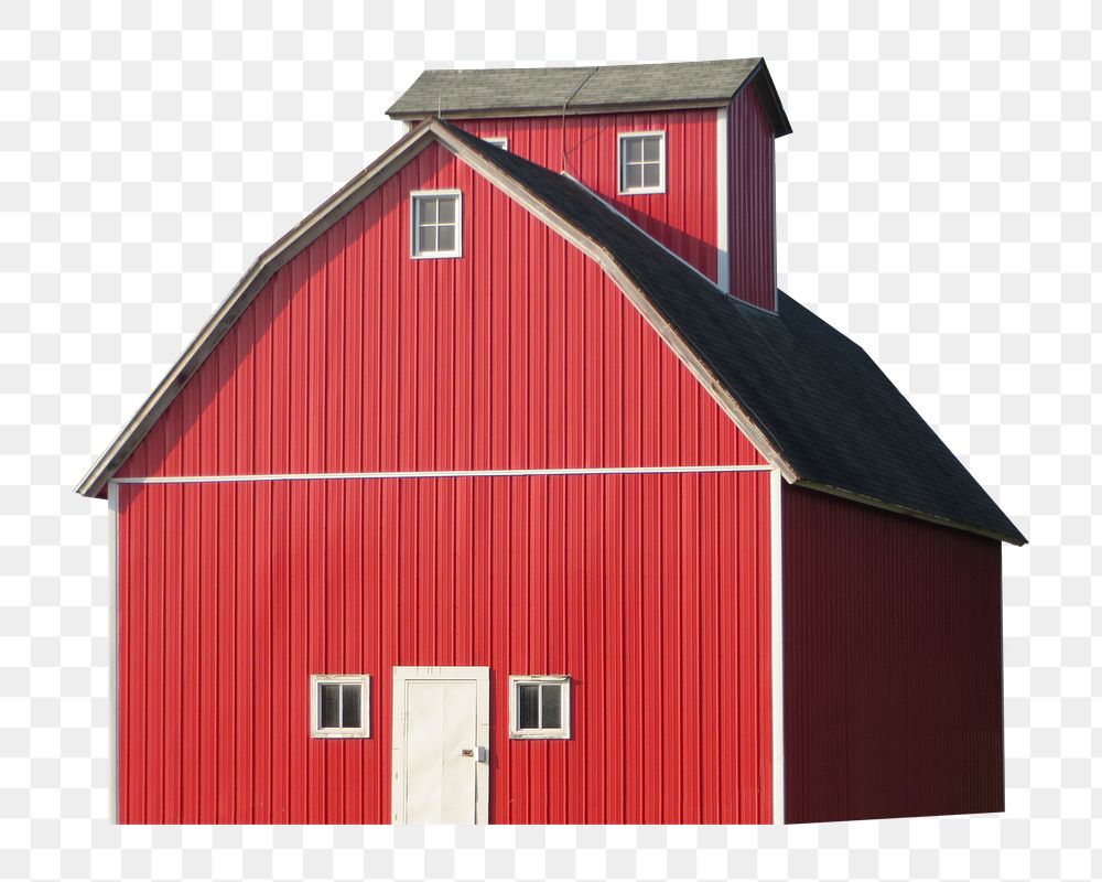 Red barn png sticker, farm architecture image, transparent background