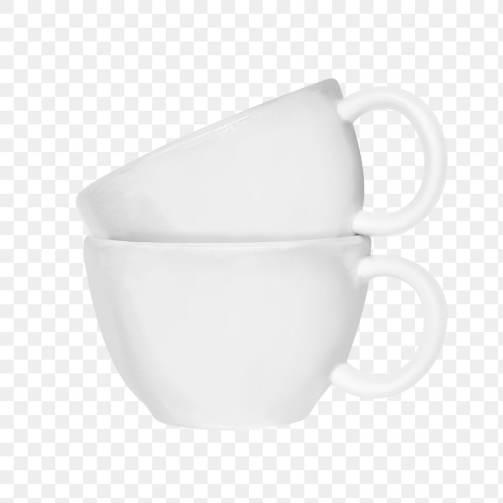 White ceramic mugs png sticker, utensil image on transparent background