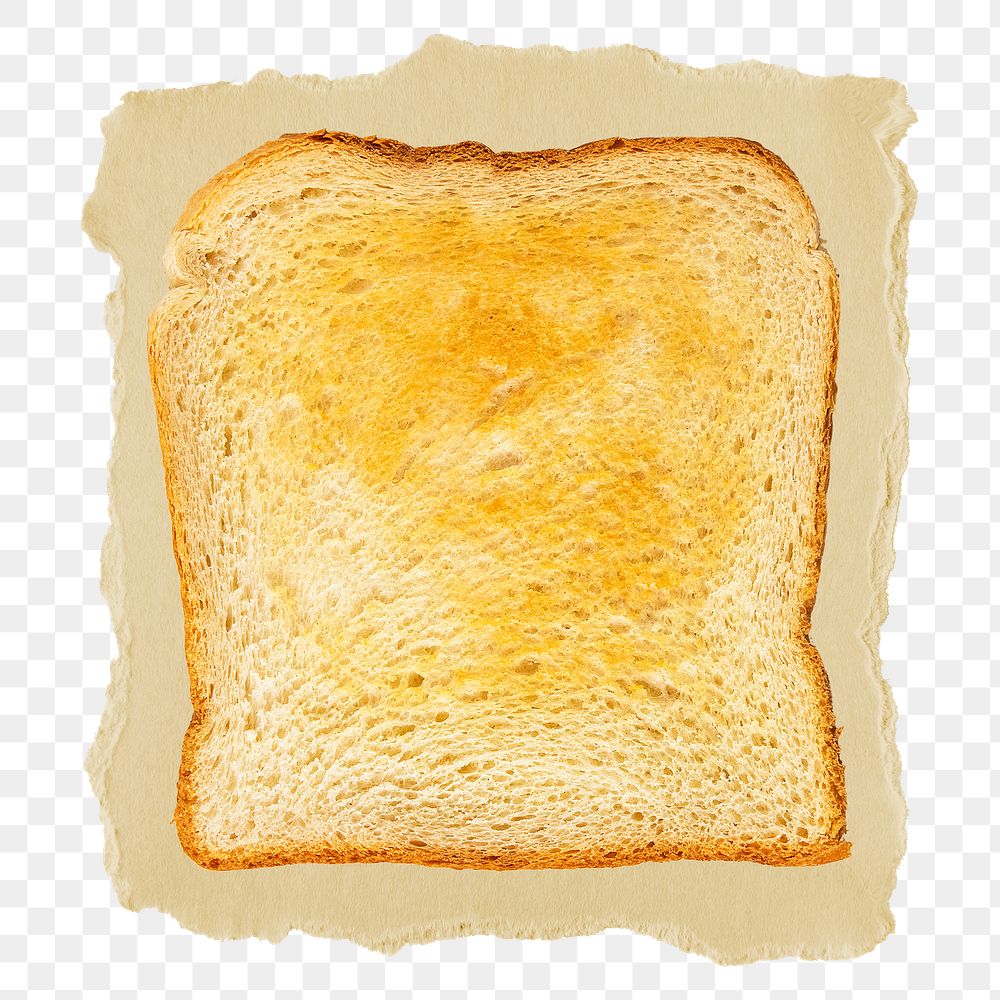 Toast breakfast png sticker, ripped paper, transparent background