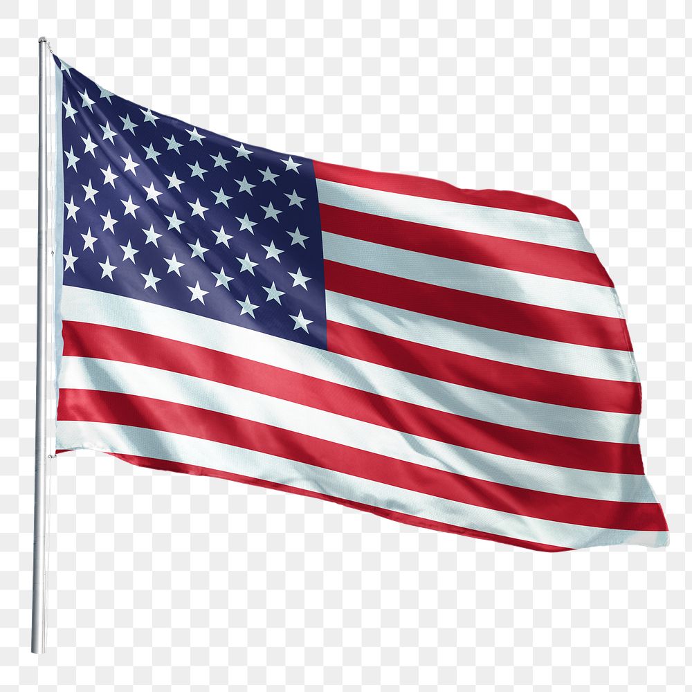 United States, US png flag waving sticker, national symbol, transparent background