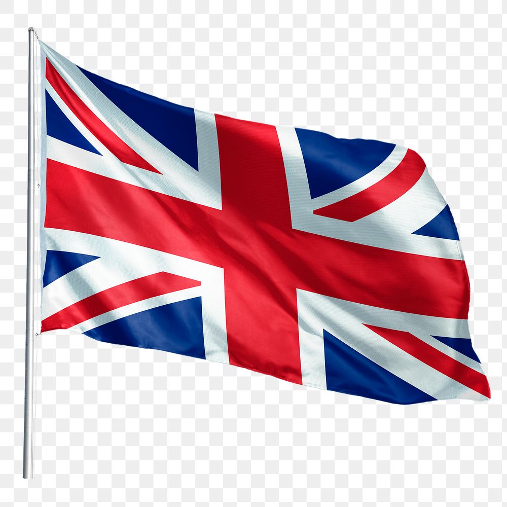United Kingdom, UK png flag waving sticker, national symbol, transparent background