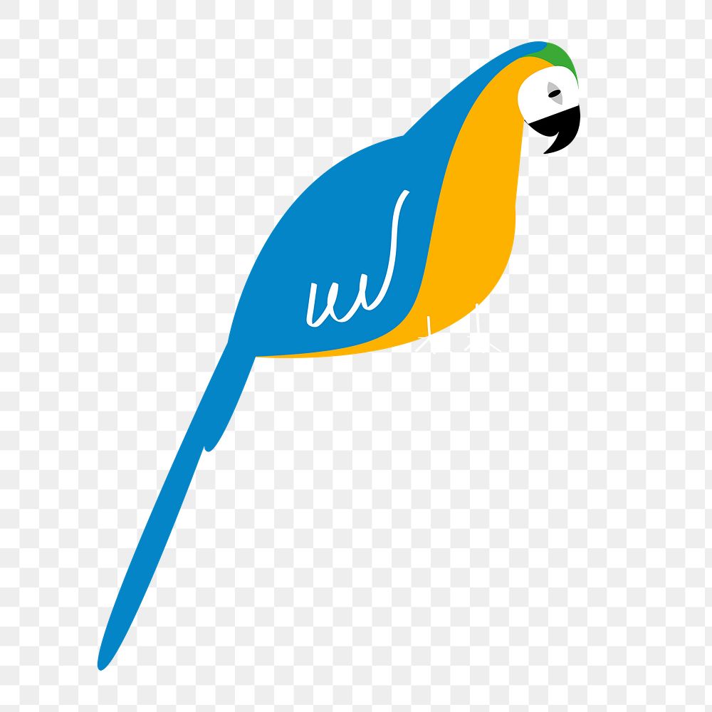 Blue parrot bird png clip art, aesthetic tropical illustration on transparent background