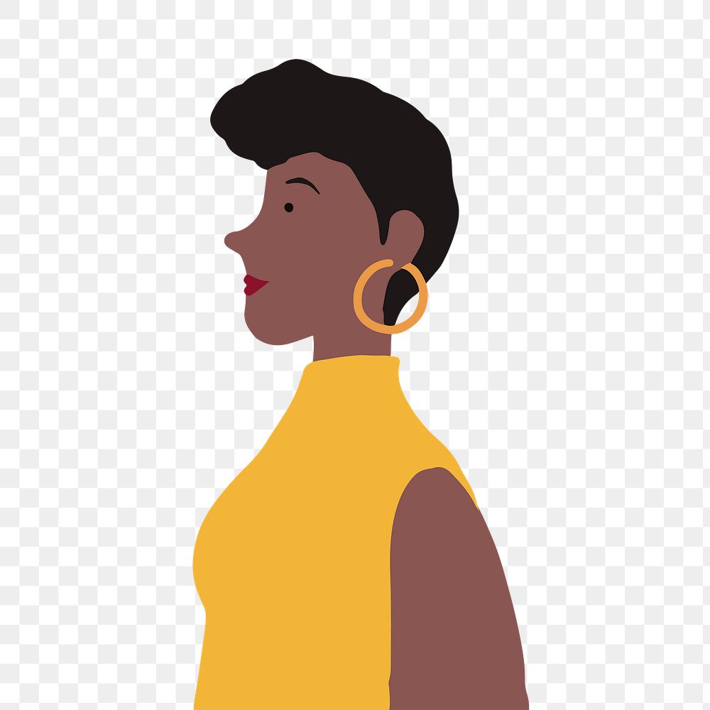 Black woman png sticker, character illustration, transparent background