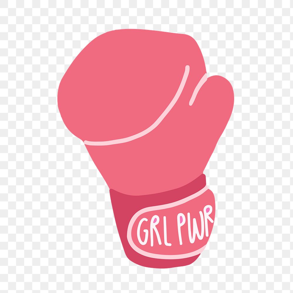 Boxing glove png sticker, girl power illustration, transparent background
